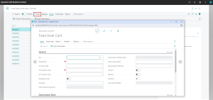 Dynamics Business Central - New fixed asset card