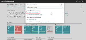 Dynamics 365 Business Central - Searching for physical inventory journal