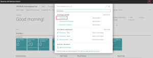 Dynamics Business Central - Searching for Dimensions Page