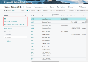 Dynamics Business Central - View Pane with saved filtered views