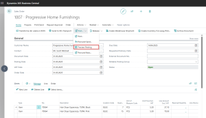 Dynamics Business Central - Posting Preview - Select option in Sales Order