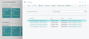 Dynamics Business Central - Sent Emails - List