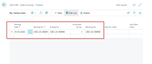 Dynamics 365 Business Central - Number Series Definition