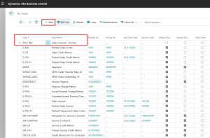 Dynamics 365 Business Central - Number Series Page