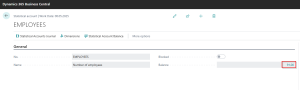 Dynamics Business Central - Statistical Account Card Balance