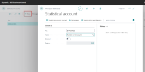 Dynamics Business Central - Statistical Account Card - Employee