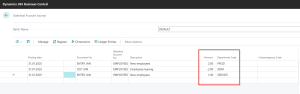 Dynamics Business Central - Statistical Account Jurnal - Employees Update