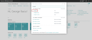 Dynamics Business Central - Search Page - Projects