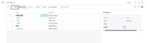 Dynamics Business Central - Item Categories List