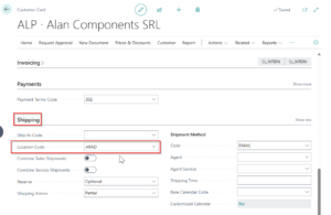 Dynamics Business Central - Default location on Customer Card