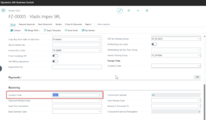 Dynamics Business Central - Default location on Vendor Card