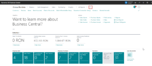 Dynamics Business Central - Role Center Page -Access to all functionalities