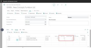 Dynamics Business Central - Sales Order - Quantity to ship restored