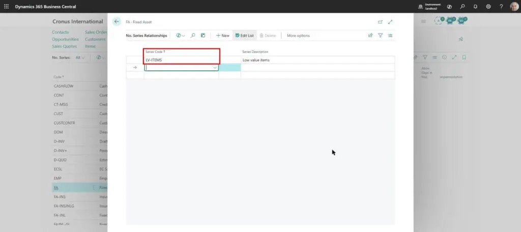 Dynamics Business Central - Number Series Relationships - Series Code