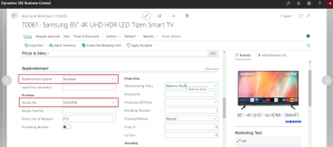 Dynamics Business Central - Replenishment System Setup on Item Card