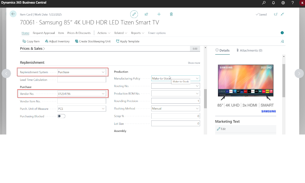 Dynamics-Business-Central-Replenishment-System-Setup-on-Item-Card-Elian-Solutions