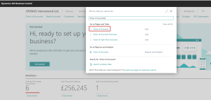 Dynamics Business Central - Searching for Chart of Accounts