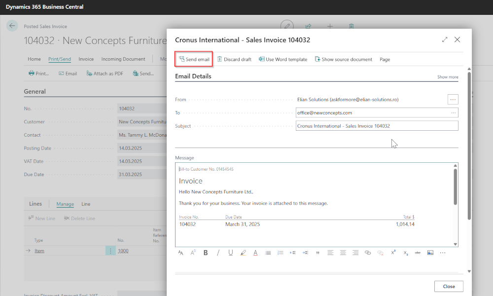 Dynamics-Business-Central-How to send emails - Elian Solutions