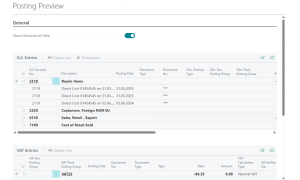 Dynamics Business Central - Posting Preview - Elian Solutions