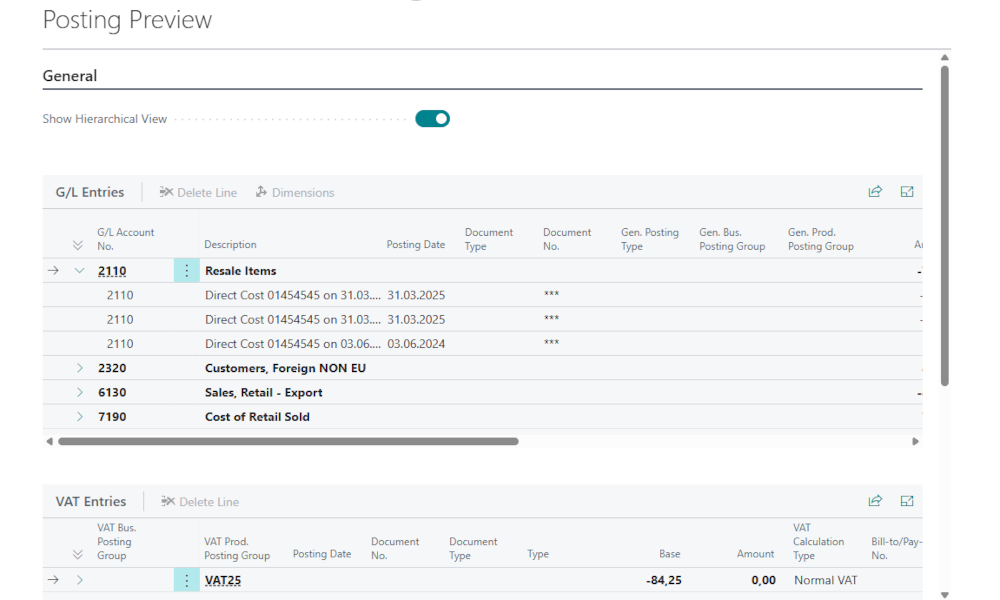 Dynamics Business Central - Posting Preview - Elian Solutions