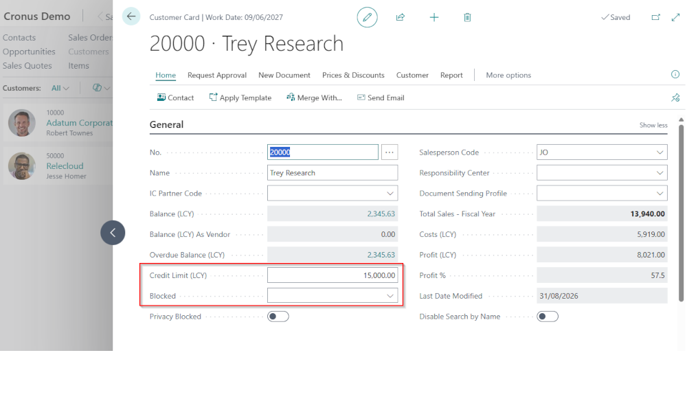 Dynamics-365-Business-Credit and Overdue Warnings- Elian Solutions